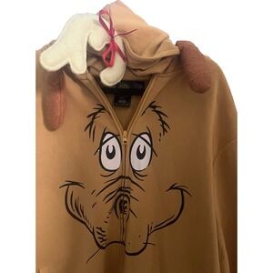 Grinch Men's Sweatshirt Large Max The Dog Face Dr Seuss Hoodie Christmas‎ Zip Up